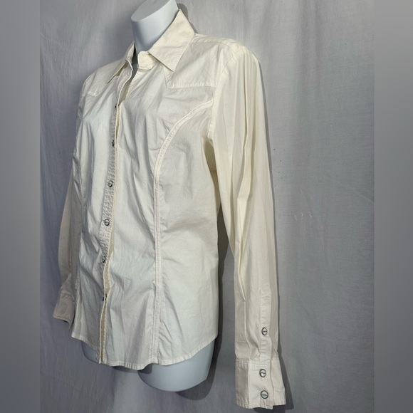 Bob Timberlake Women's Ivory Pearl Snap Shirt - Size L - Picture 3 of 5